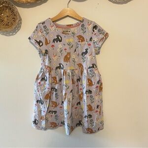 Mini Boden Cotton Cat Print Dress | Size 8-9